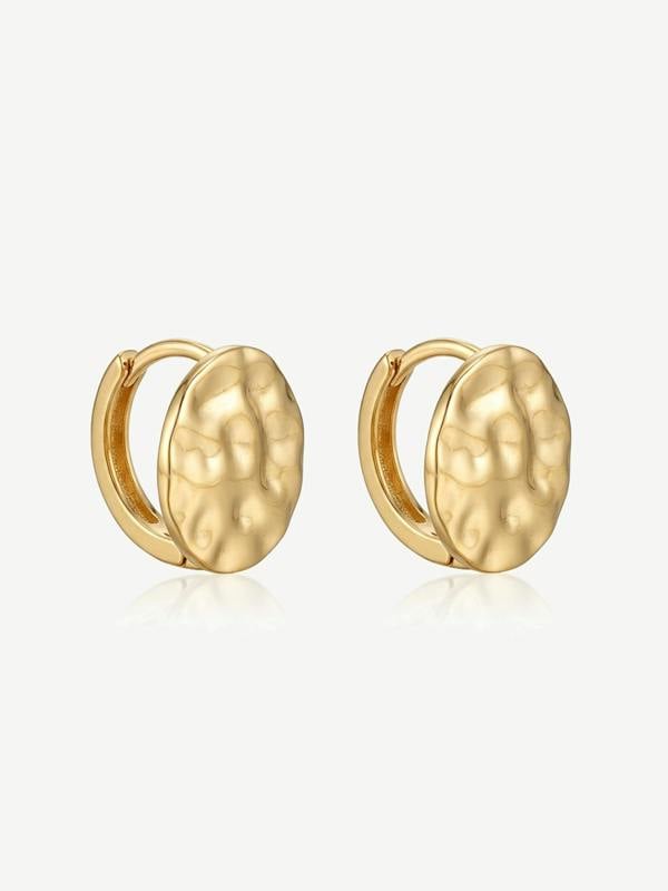 MUCHV Textured Disc Huggie Hoop Earrings