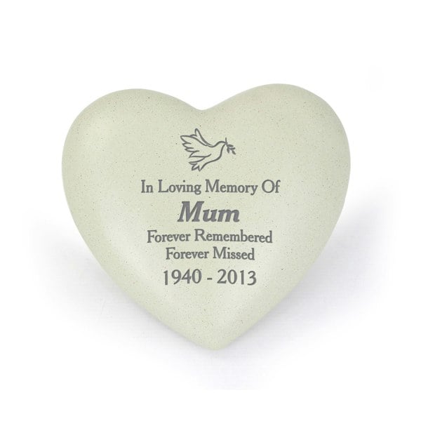 Personalised Memento Company Personalised Dove Heart Memorial Garden Ornament