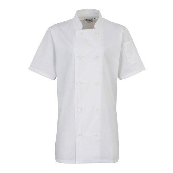Premier Womens Short-Sleeved Chef Jacket - White
