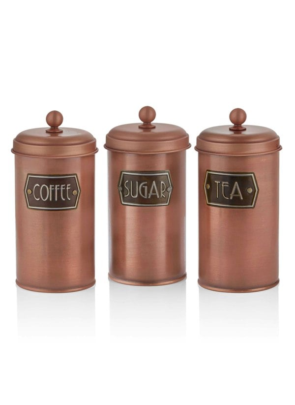 Rozi Copper Coffee, Tea, And Sugar Canister Set - 22 cm (H)