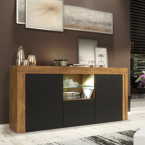 Mex Furniture Modern 145cm TV Unit, Cabinet Stand & with Matt Doors & Free LED