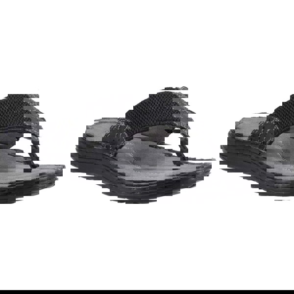 Hush Puppies Alan Toepost Leather Men's Black Flip Flops