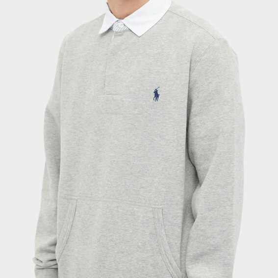 Ralph Lauren Kangaroo Pocket Jersey Rugby Shirt Andover Heather Grey