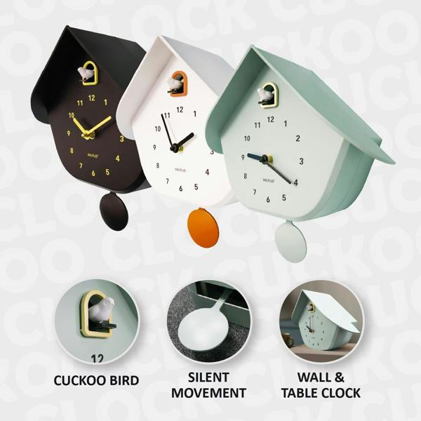 WALPLUS WC2164 - Walplus Minty Green Pastel Cuckoo Clock (32.5cm / 12.8 inch)