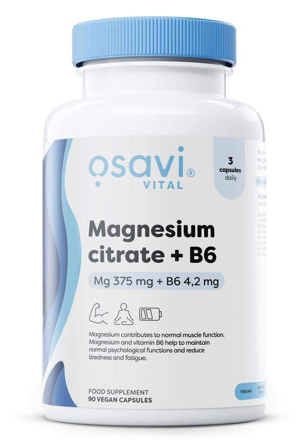 Osavi Magnesium Citrate + B6, 375mg + 4.2mg - 90 vcaps
