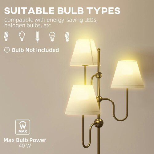 Wyld Haus Tora Metal Black Tall Floor Lamp With 3 Lights And Foot Switch E27 Fitting
