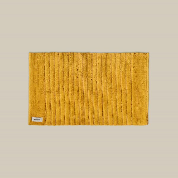 Ochre yellow organic cotton bath mat, thick luxury bathroom mat