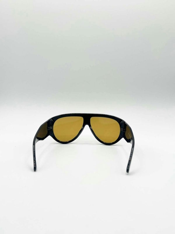 SVNX Oversized Rounded Sunglasses Black Brown