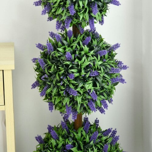 Wyld Haus Lazi Set Of 2 Artificial Lavender Ball Trees In Decorative Pots H8 110cm