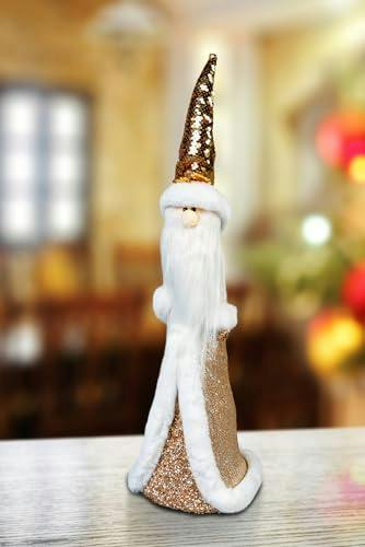 44cm Gold Santa Christmas Figurine with Sequin Details and White Fur Trim image 4