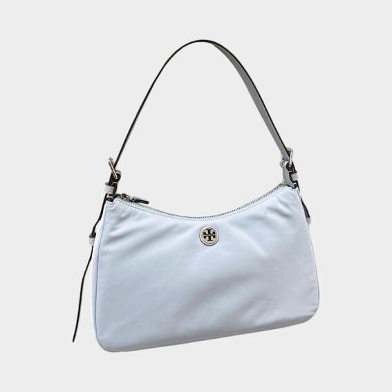 Tory Burch Nylon Zip Top Shoulder Bag Morning Blue