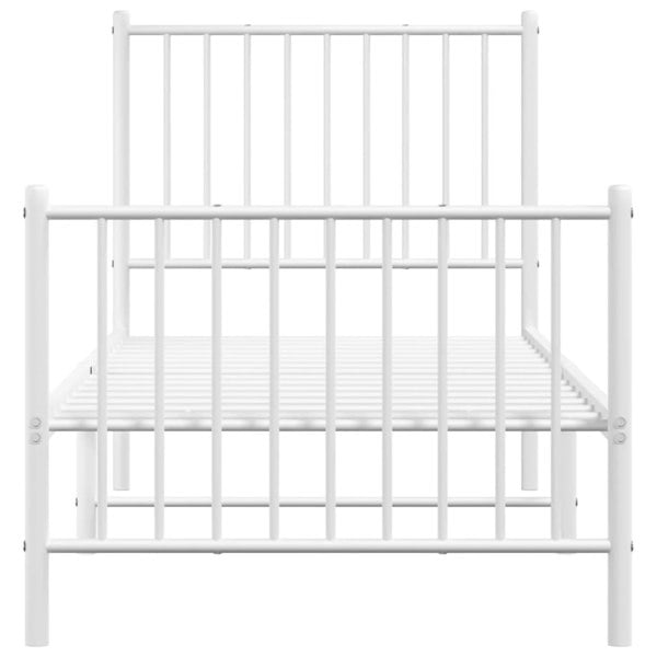 Berkfield Metal Bed Frame with Headboard and Footboard White 75x190 cm 2FT6 Small Single