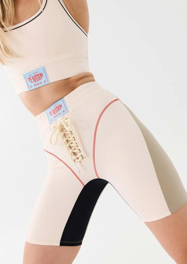 P.E Nation PE Nation Womens Undefeated Bike Short in Beige