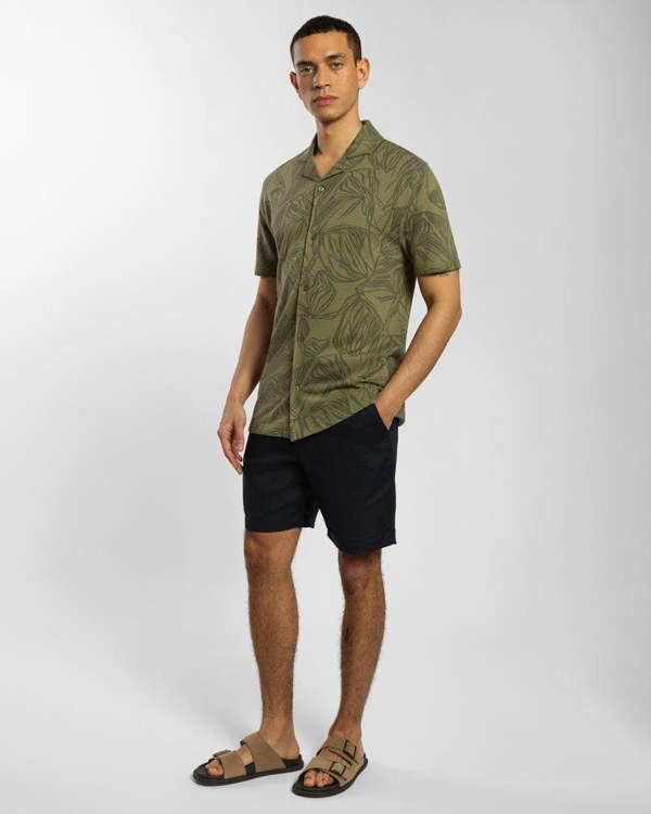 Steel & Jelly Abstract Palm Leaf Jacquard Short Sleeve Shirt