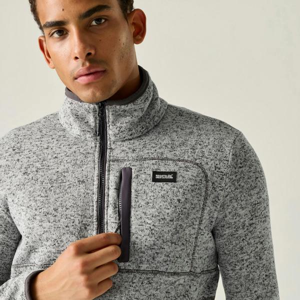 Regatta Mens Barlee Quarter Zip Fleece Top - Silver Grey - 