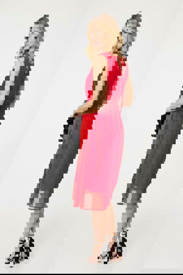 Red | Crochet Detail Sleeveless Midi Dress