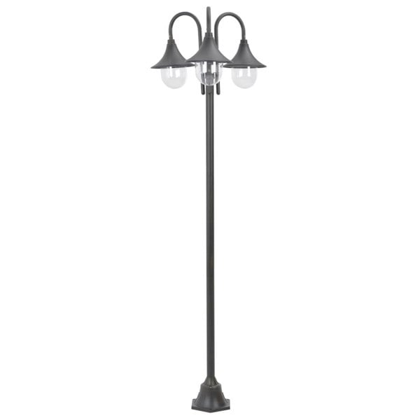 Berkfield Garden Post Light E27 220 cm Aluminium 3-Lantern Bronze