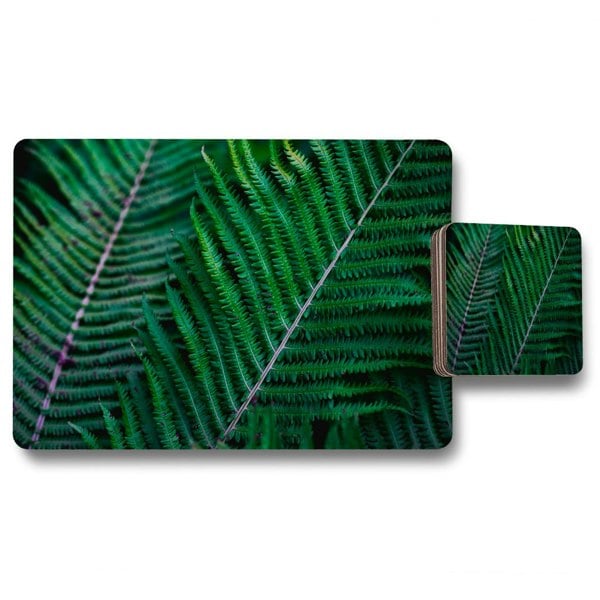 Benjamin Tate Design green leaves, abstract flora texture (Placemat & Coaster Set)