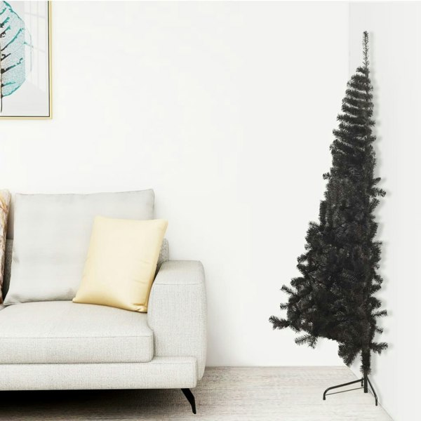 Berkfield Artificial Half Christmas Tree with Stand Black 150 cm PVC