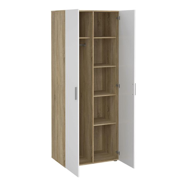 Wyld Haus Wilde Natural Oak Wood Effect and White Gloss Wardrobe 2 Doors