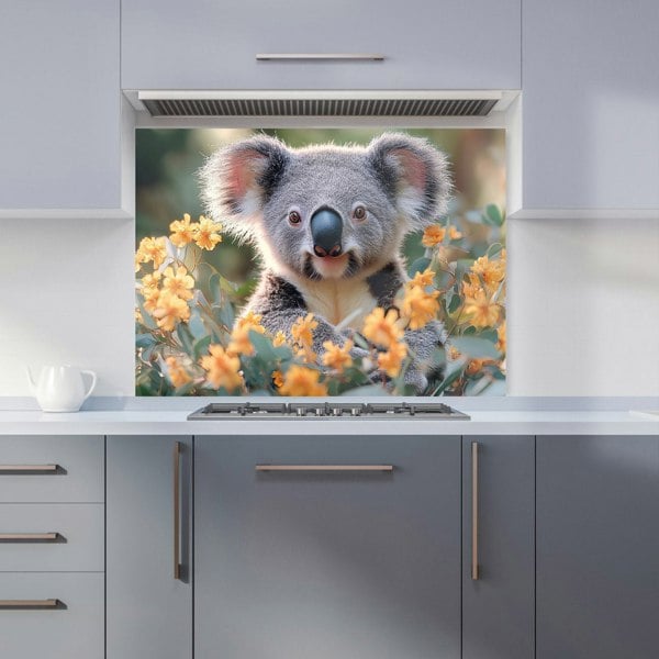 Warren Reed Koala Bear in Field Glass Kitchen Splashback - 00043