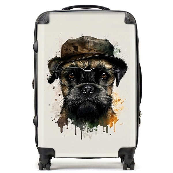 Warren Reed Border Terrier Dog Splashart Suitcase