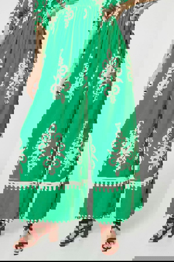 Green | Printed 3/4 Sleeve Jumpsuit