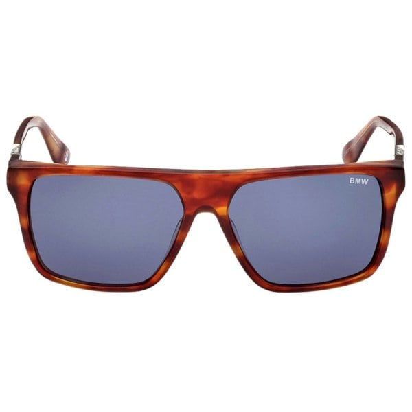BMW Red Havana Framed Blue Lensed Sunglasses