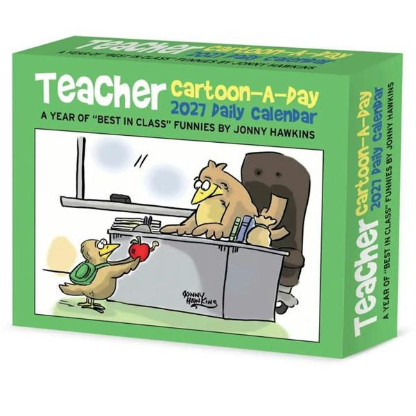 Teacher Cartoon A Day Desk Calendar 2027, Desk Calendars, Day To View, Humour, Gift
