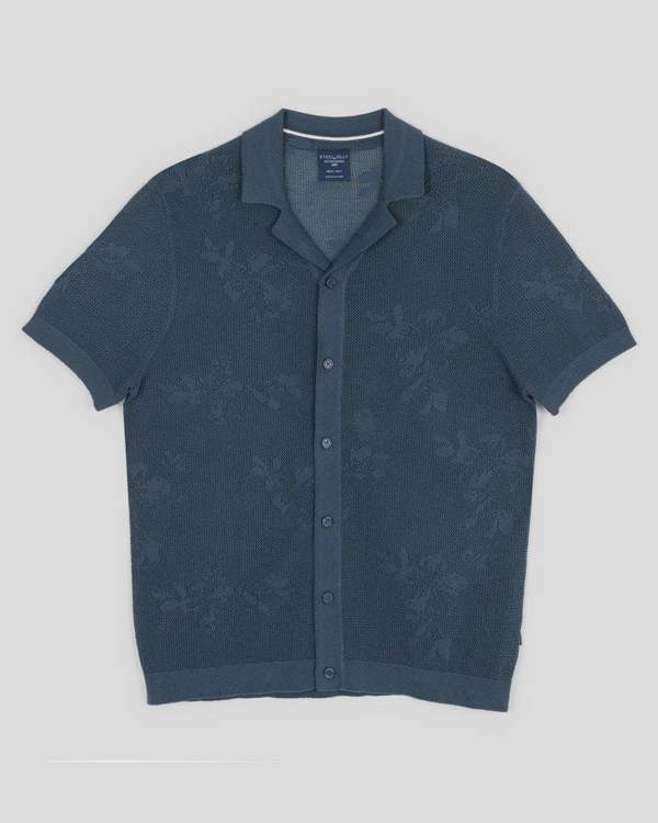 Steel & Jelly Farringdon - Leaf Texture Open Knit Short Sleeve Shirt
