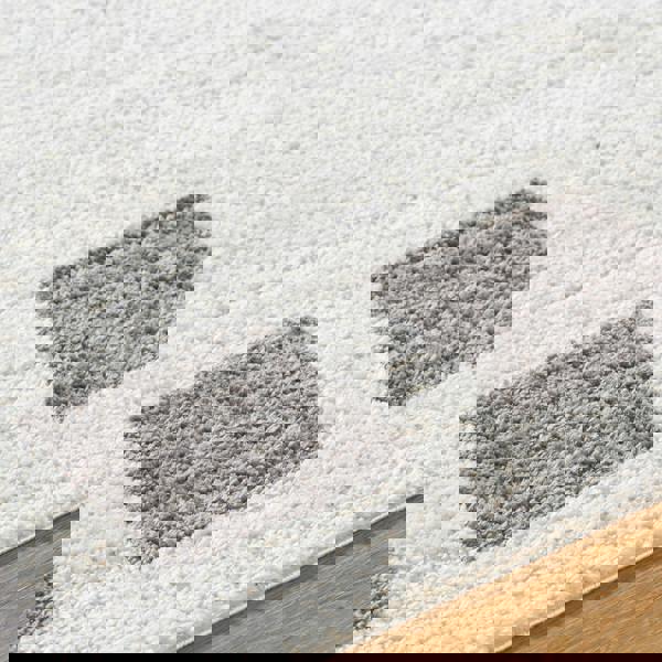 Livabliss Fossay Shag-Washable Beige Charcoal Modern High Pile Rug