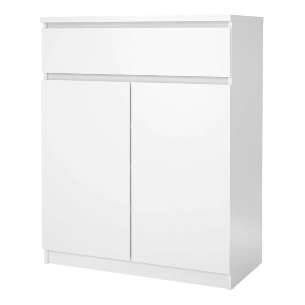 Wyld Haus Budapest White Wooden Tall Sideboard 1 Drawer 2 Doors