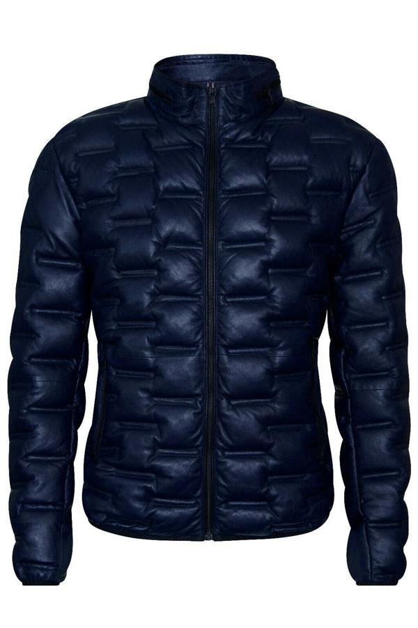 Infinity Leather Men's Puffer Quilted Bomber Leather Jacket - Recife