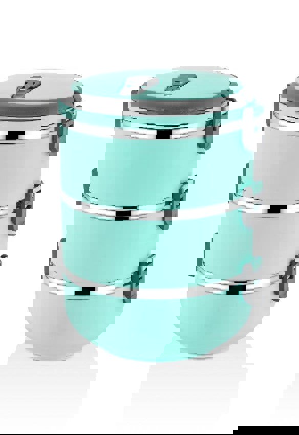 Rozi Freshbox 3-Layer Stainless Steel Bento Lunch Box (Turquoise)