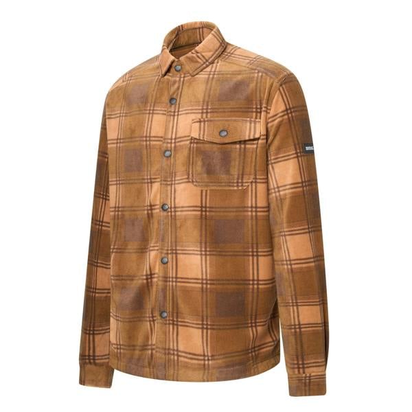 Regatta Mens Frankie Checked Fleece Shirt - Rich Tan/Coffee Grounds - 