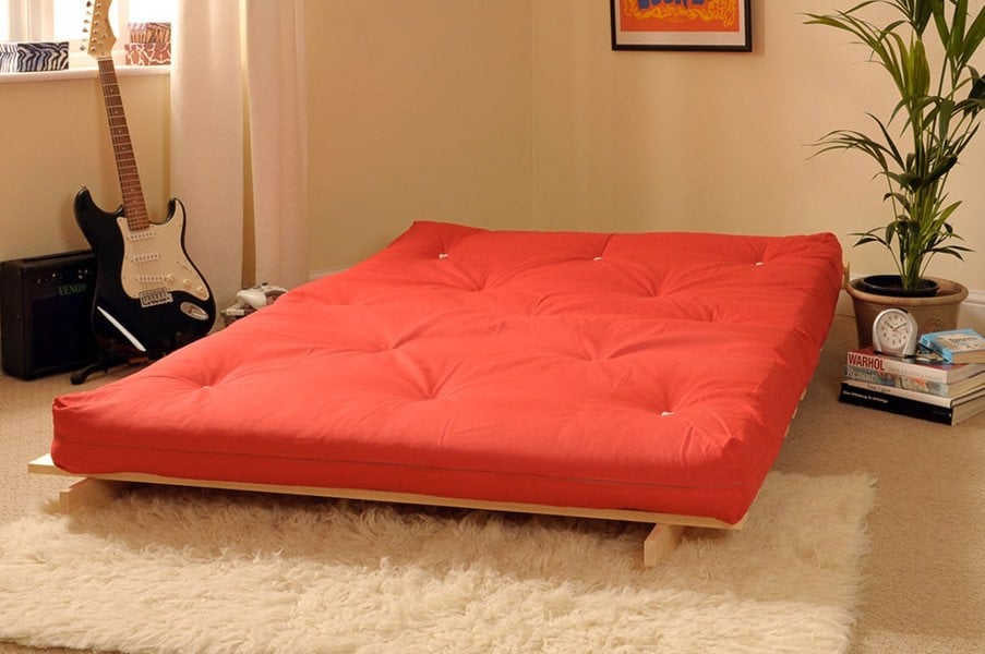 Comfy Living Wooden Futon sofa bed frame with a Standard Mattress