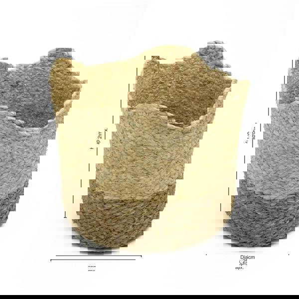 JVL Palma Natural Scalloped Woven Storage Basket for Stylish Home Organisation