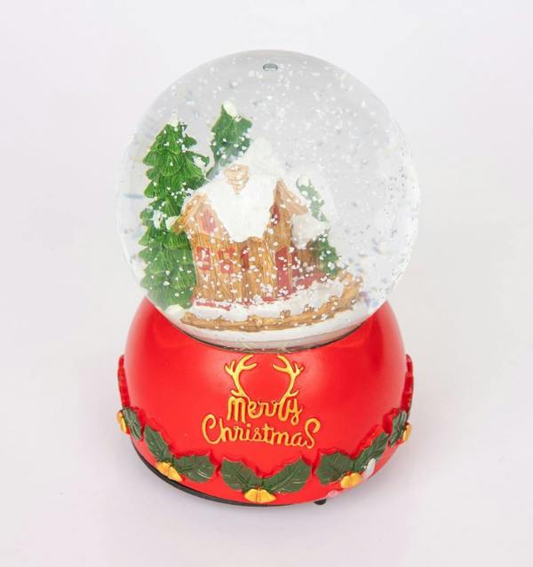 15cm Musical Glass Snow Globe with Christmas Village Scene and Resin Base image 7