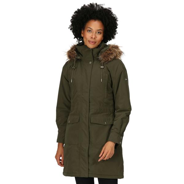 Regatta Womens/Ladies Shiloh Faux Fur Trim Parka - Dark Khaki - 