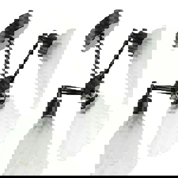 Traditional Black Ceiling Light with Frosted Scallop Glass Shades Image 4