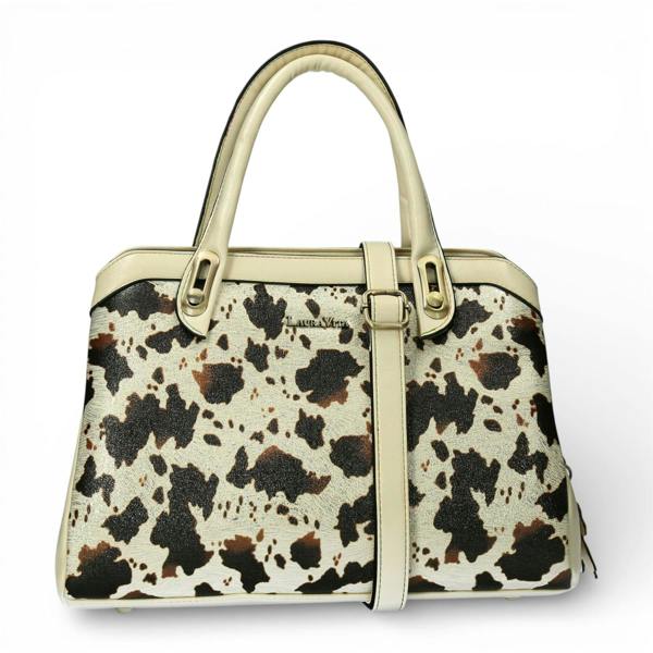 Laura Vita Aramis-08 Womens Tan Floral Print Adjustable Straps Shoulder Tote Handbag