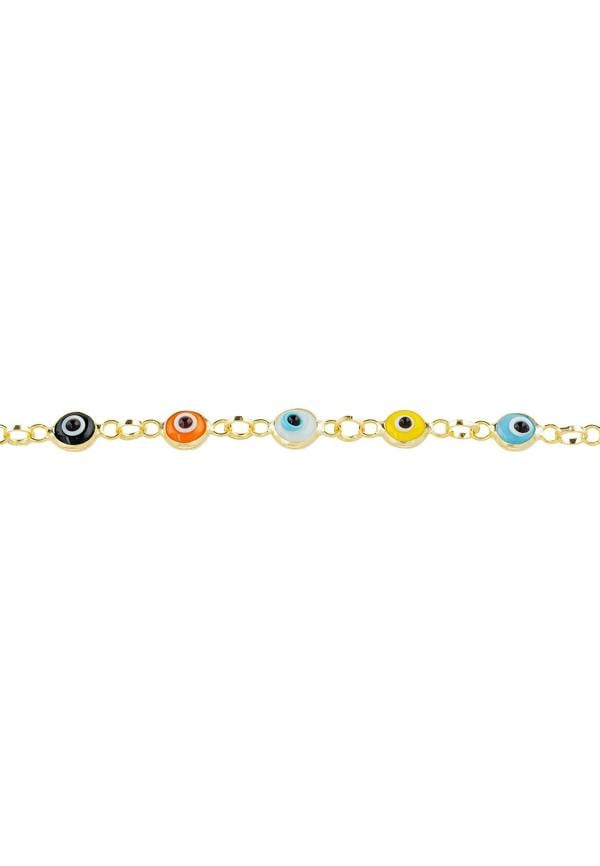 Latelita Evil Eye Multicoloured Enamel Bracelet Gold
