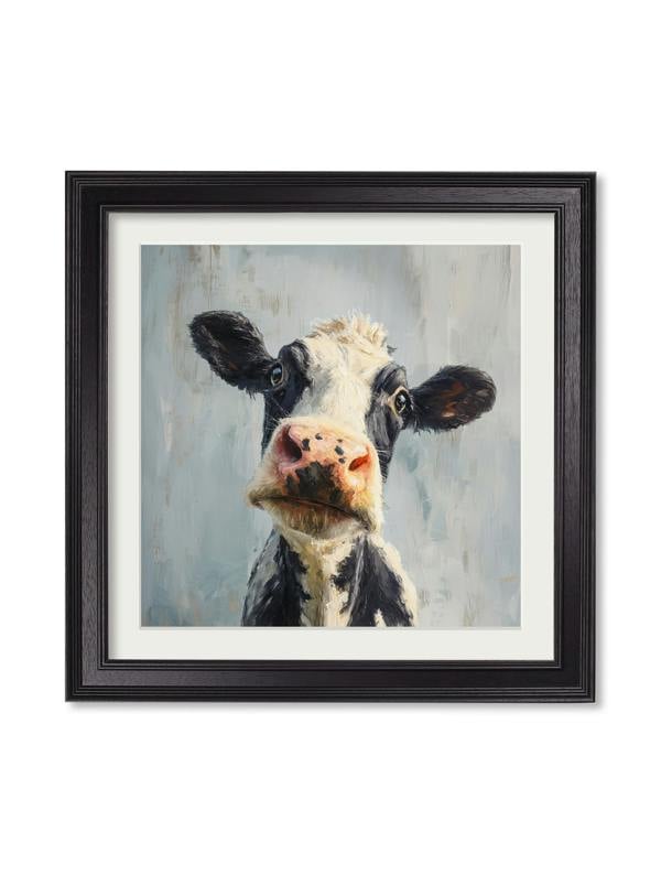 Exceptional Art The Curious Cow - Black Hurstwood square frame