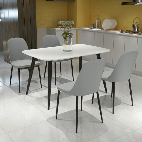 Core Products Aspen Dining Set - White Rectangular Table & 4 Duo Dining Chairs