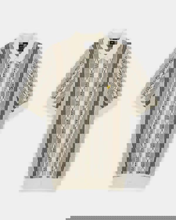 Lyle & Scott Brocade Jacquard Short Sleeve Mens Knitted Shirt - Y148 Ice Cream