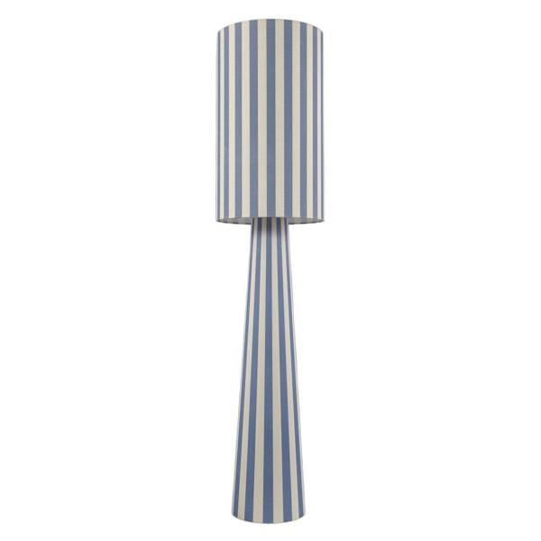 Amparo Blue and Oatmeal Linen Floor Lamp with Fabric Shade and Base Image 1