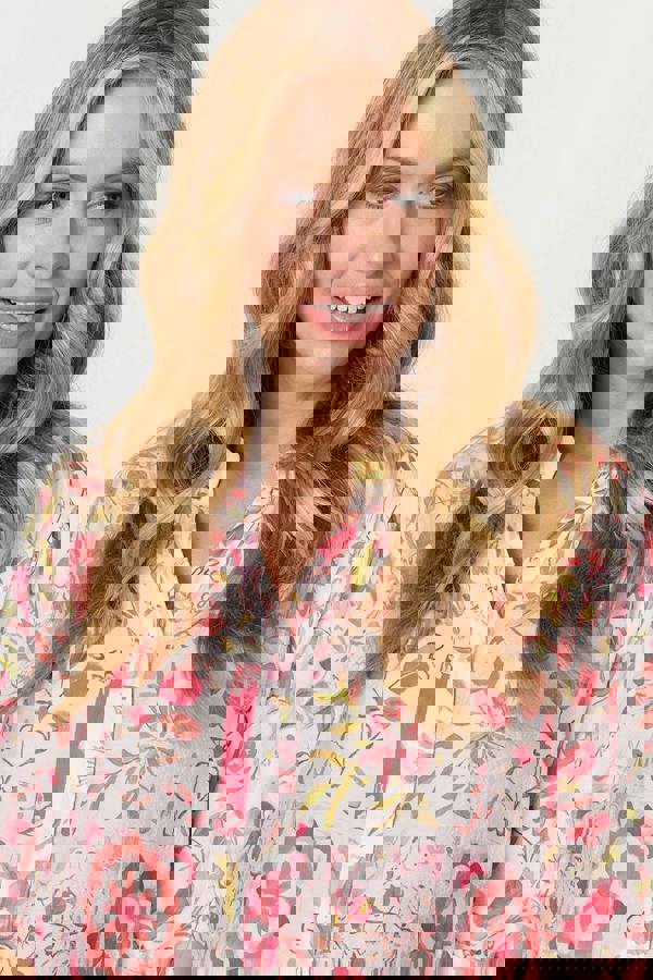 Pink | Floral 1/2 Sleeve Relaxed Blouse