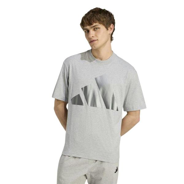 Adidas Mens Logo Cotton Regular T-Shirt - Grey Heather - 