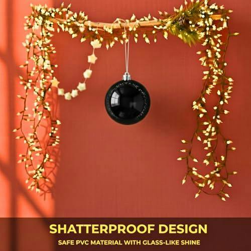 2cm Black Glossy Christmas Bauble for Tree, Mantelpiece and Festive Home Display image 6