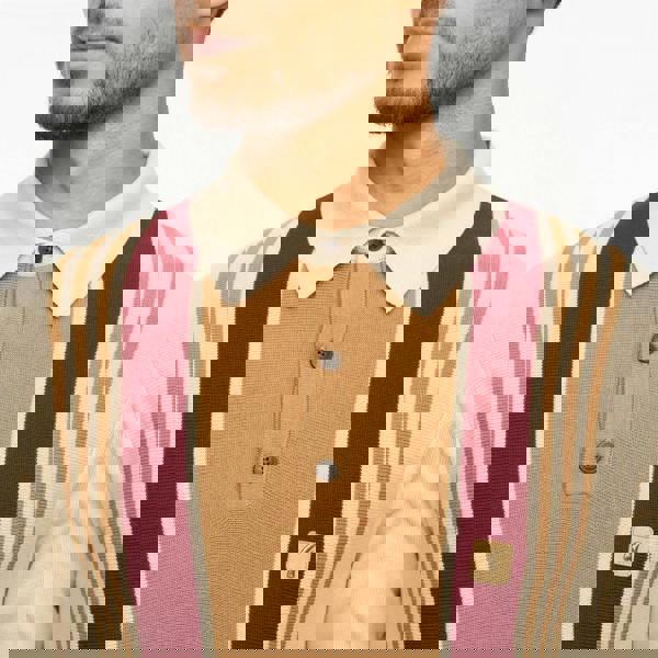 Gabicci V55GM00 Mens Searle Long Sleeve Knitted Three Button Polo Gabicci Vintage - LINEN